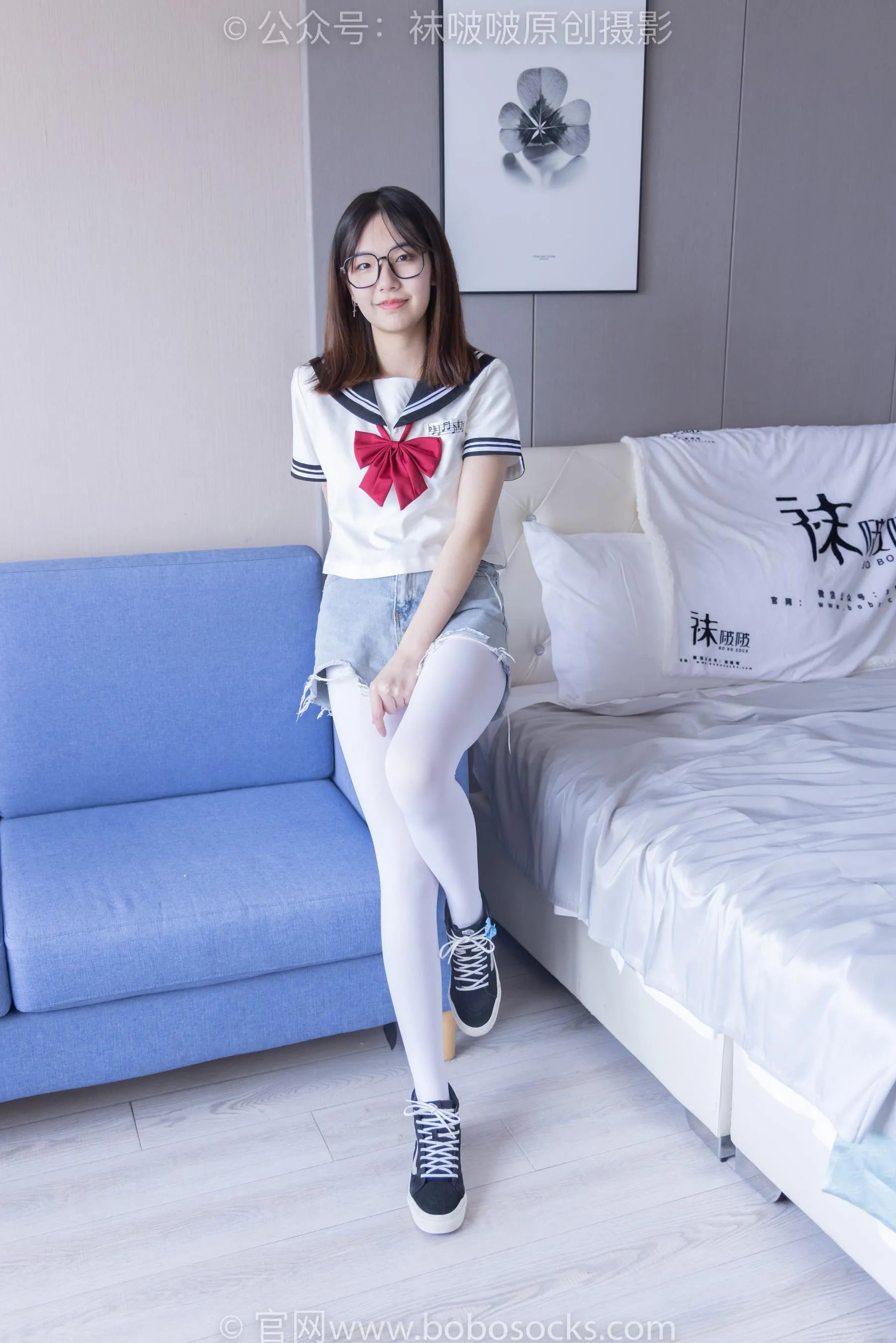 [BoBoSocks袜啵啵]NO.215 小甜豆-三双帆布鞋板鞋、厚白丝、黑丝 [90P]插图7